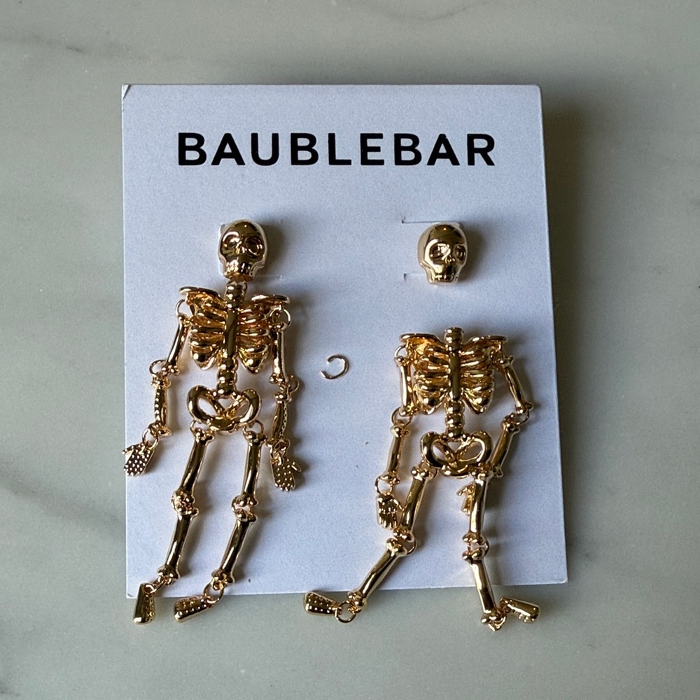 BaubleBar Gold Skeleton Dangle Earrings